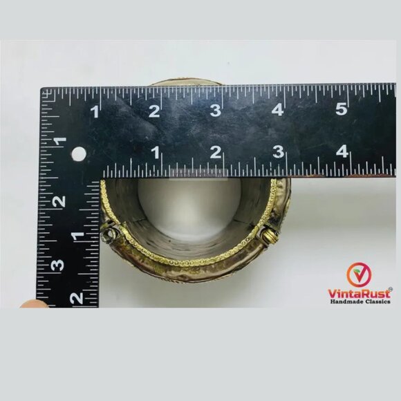 Single Boho Cuff Bracelet- Cuff Bracelet- Afghan Golden Massive Handcuff Hinged - Picture 7 of 9